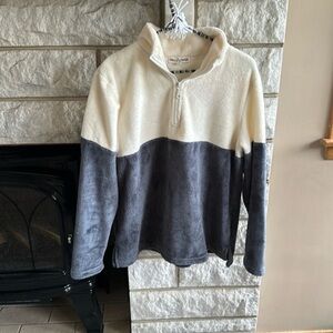 Wallflower fleece quarter zip sweatshirt size large cream and gray